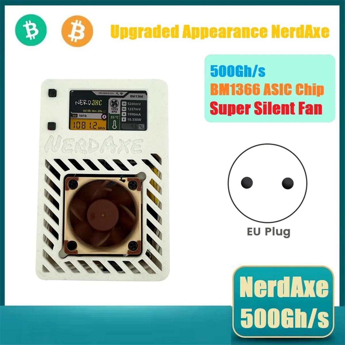T07CHOT-NerdAxe Miner Nerdminer Solo Lottery Miner 500Gh/S BM1366 ASIC Chip Bitaxe BTC Miner Супер бесшумный вентилятор EU PLUG
T07CHOT-NerdAxe Miner Nerdminer Solo Lottery Miner 500Gh/S BM1366 ASIC Chip Bitaxe BTC Miner Супер бесшумный вентилятор EU PLUG