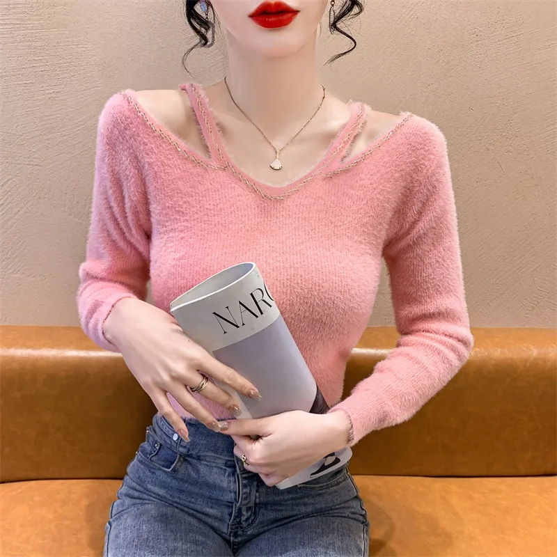 Женская длинная вязаная кофта из искусственного меха с V-образным вырезом, облегающая, теплая, для ношения под одеждой, модный дизайн, зимняя мода
Женская длинная вязаная кофта из искусственного меха с V-образным вырезом, облегающая, теплая, для ношения под одеждой, модный дизайн, зимняя мода