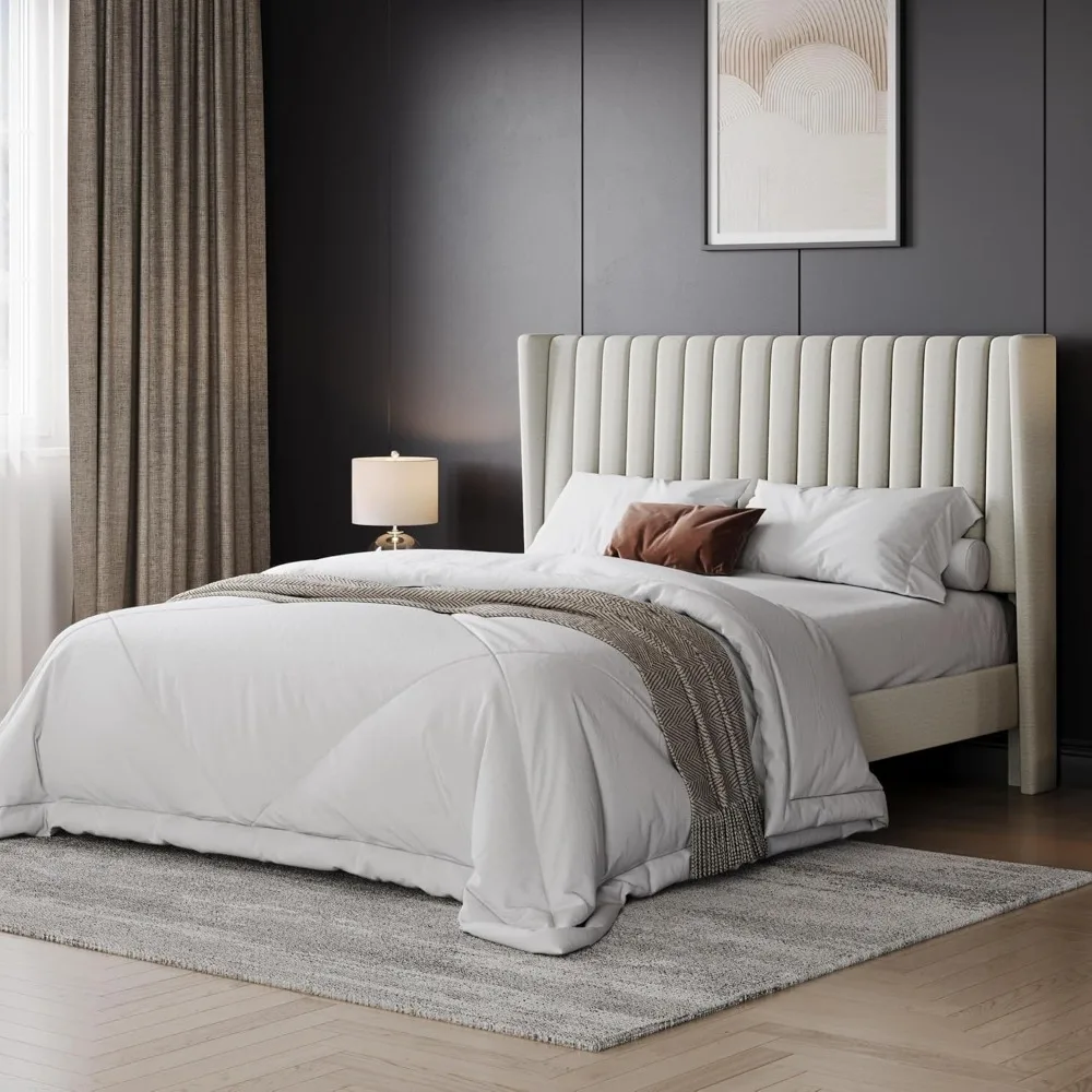 Queen Upholstered Platform Bed – Fabric Headboard with Wing Edge, Non-Slip & Noise-Free Wooden Slats
Queen Upholstered Platform Bed – Fabric Headboard with Wing Edge, Non-Slip & Noise-Free Wooden Slats
