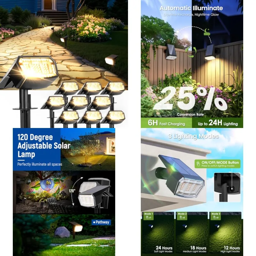 Solar Spot Lights Outdoor IP67 Waterproof, 63 LED 3 Modes Solar Landscape Spotlights for Yard Garden Pathway Wall House Garage
Solar Spot Lights Outdoor IP67 Waterproof, 63 LED 3 Modes Solar Landscape Spotlights for Yard Garden Pathway Wall House Garage