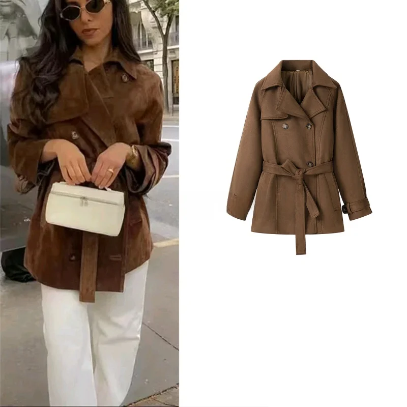 Spring Summer New Women's Casual Style Long Sleeve Turn-down Collar Double Button Knot Belted Waist-cinching Short ...
Spring Summer New Women's Casual Style Long Sleeve Turn-down Collar Double Button Knot Belted Waist-cinching Short ...