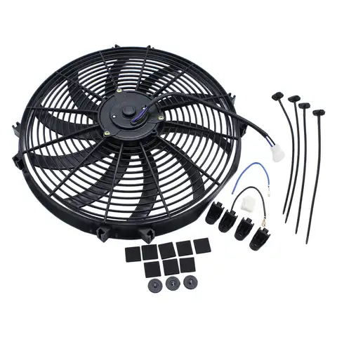 Generic Electric Radiator Cooling Fan 1000 CFM Replace 12V 120W Mount Kit Metal Push or Pull Type Car Accessories Black 16"