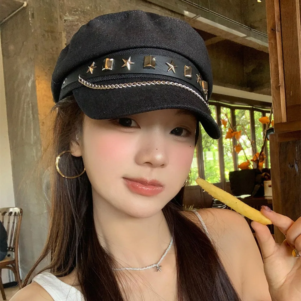 Retro Cloth Rivet Denim Beret Korean Style British Style Denim Octagonal Hat Artist Hat Newsboy Cap Retro Painter Hat Autumn
Retro Cloth Rivet Denim Beret Korean Style British Style Denim Octagonal Hat Artist Hat Newsboy Cap Retro Painter Hat Autumn