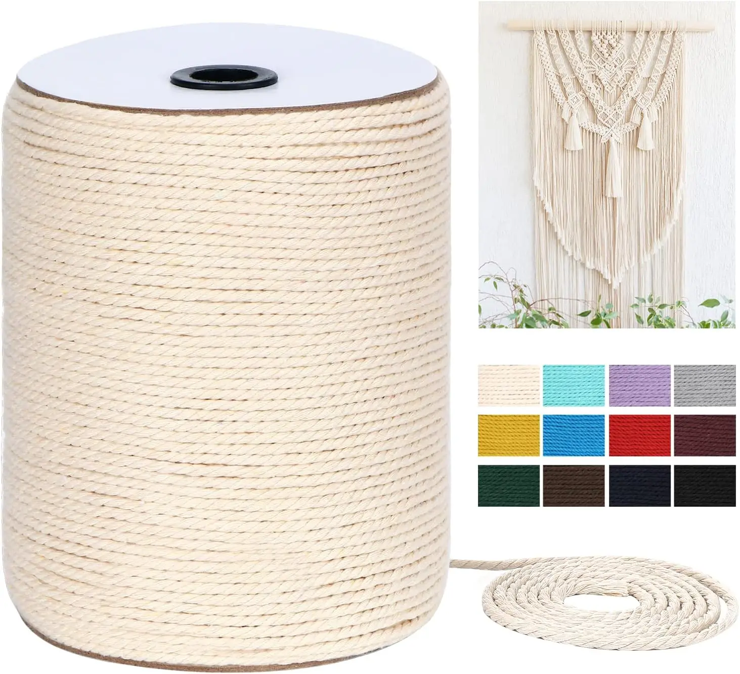 3mm Natural Cotton Macrame Cord, 328 Yards for Wall Hanging, Plant Hangers & Crafts
3mm Natural Cotton Macrame Cord, 328 Yards for Wall Hanging, Plant Hangers & Crafts