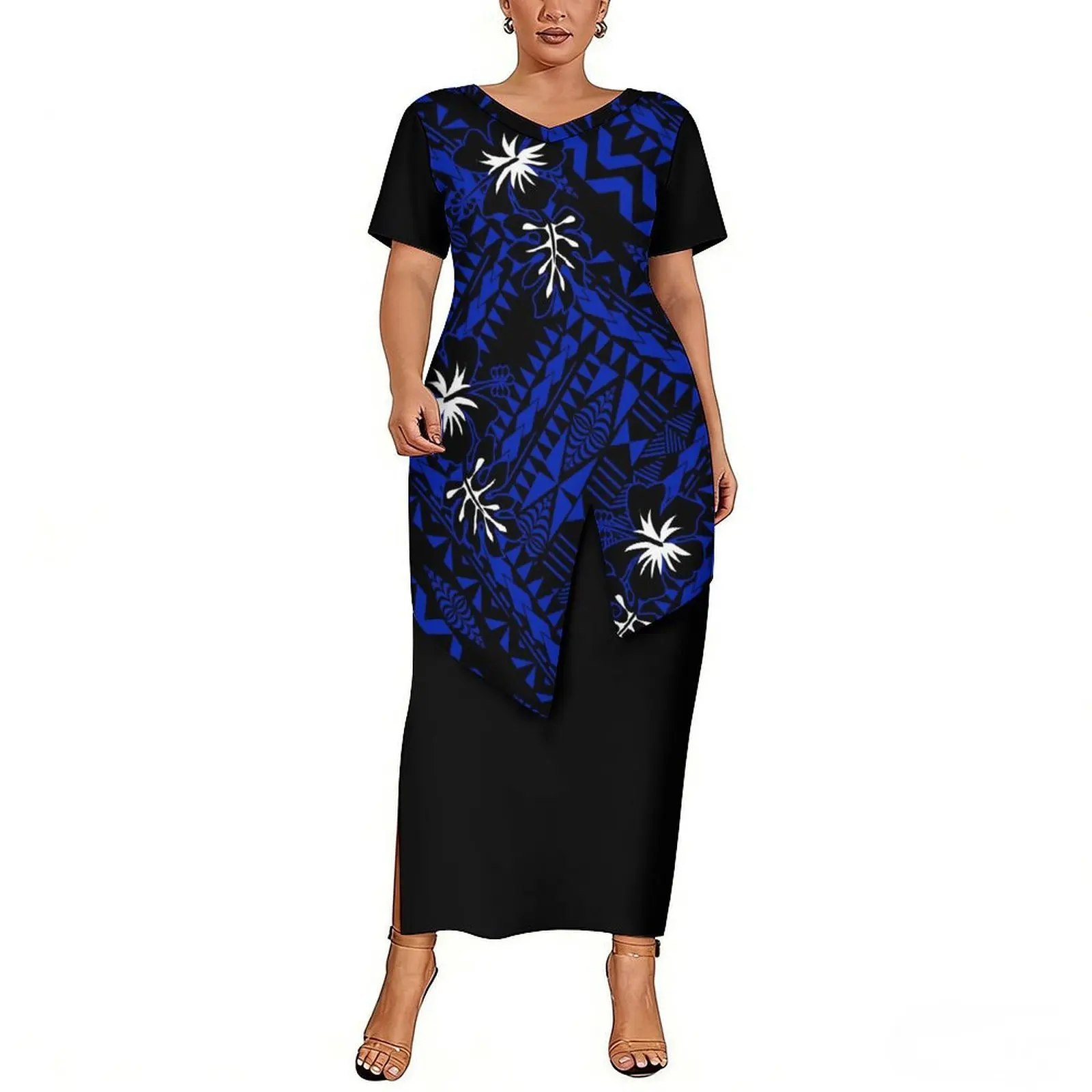 Polynesian Custom Women'S V-Neck Belted Top With Pleated Skirt At The Hem Skirt With Slit At The Hem Two-Piece Set Puletasi
Polynesian Custom Women'S V-Neck Belted Top With Pleated Skirt At The Hem Skirt With Slit At The Hem Two-Piece Set Puletasi