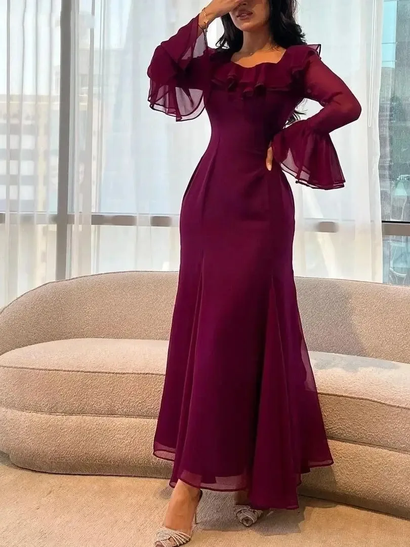 Fuchsia Square Collar Prom Dress Ruffles Mermiad Formal Occasion Evening Party Gowns Saudi Arabia Evening Dresses
Fuchsia Square Collar Prom Dress Ruffles Mermiad Formal Occasion Evening Party Gowns Saudi Arabia Evening Dresses
