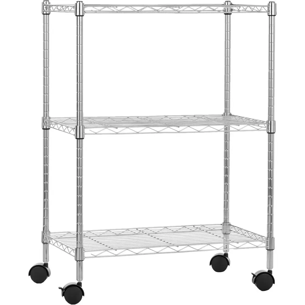 Heavy Duty Adjustable Wire Shelving Storage Rack on 2 Plastic Wheel Casters, Steel Utility Shelving Unit for Garage and Laundry
Heavy Duty Adjustable Wire Shelving Storage Rack on 2 Plastic Wheel Casters, Steel Utility Shelving Unit for Garage and Laundry