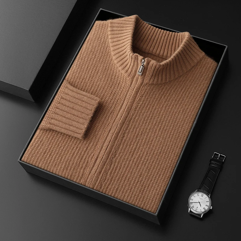 CHICUU мужской толстый кардиган на молнии, 100% кашемировый свитер, осень-зима, кашемировое вязаное пальто с длинными рукавами и воротником-стойкой, мягкая теплая ткань
CHICUU мужской толстый кардиган на молнии, 100% кашемировый свитер, осень-зима, кашемировое вязаное пальто с длинными рукавами и воротником-стойкой, мягкая теплая ткань