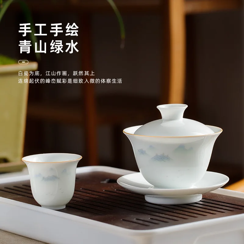 Керамический набор чайных чашек Sancai Gaiwan в Цзиндэчжэне, одноместный портативный бизнес-подарок без ожогов
Керамический набор чайных чашек Sancai Gaiwan в Цзиндэчжэне, одноместный портативный бизнес-подарок без ожогов