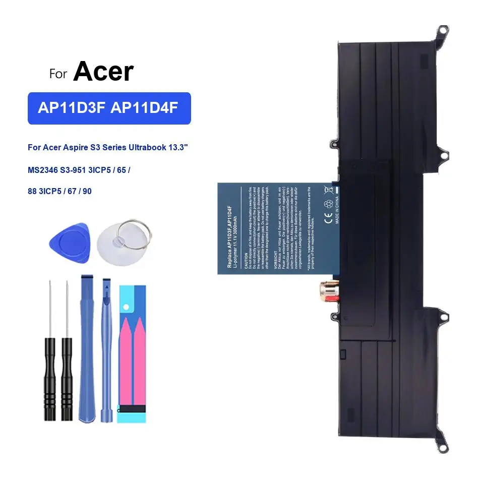 Laptop Battery AP11D3F AP11D4F 3000mAh For Acer Aspire S3 Series Ultrabook 13.3" MS2346 S3-951 3ICP5 65 88 3ICP5 67 90
Laptop Battery AP11D3F AP11D4F 3000mAh For Acer Aspire S3 Series Ultrabook 13.3" MS2346 S3-951 3ICP5 65 88 3ICP5 67 90