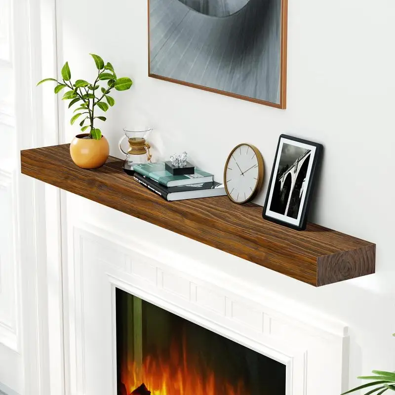 72" Wood Floating Fireplace Mantel, Wall-Mounted Wooden Display Shelf, Handcrafted Natural Fireplace Shelf, Dark Chocolate
72" Wood Floating Fireplace Mantel, Wall-Mounted Wooden Display Shelf, Handcrafted Natural Fireplace Shelf, Dark Chocolate