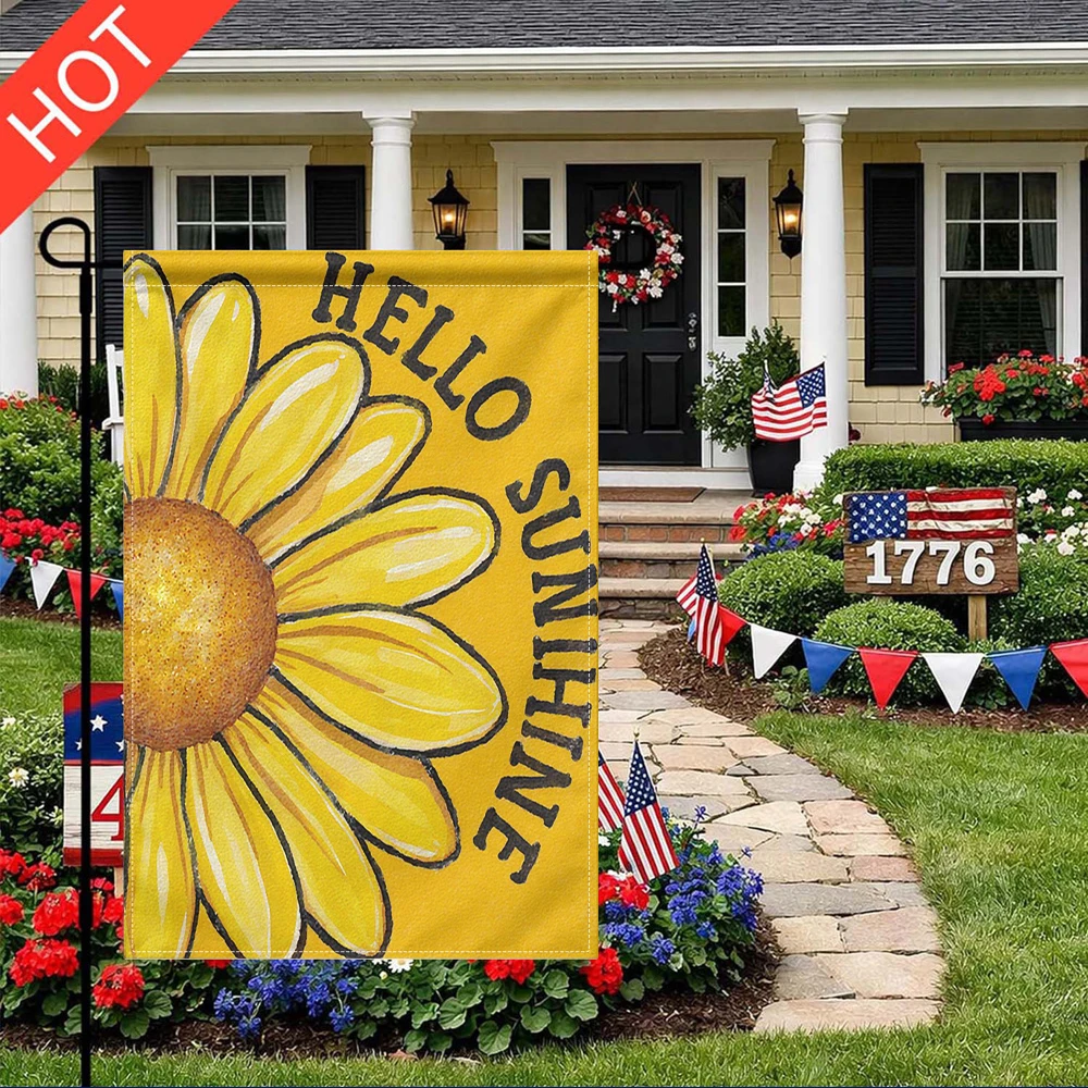 Hello Sunshine Sunflower Garden Flag Double Sided Print No Flagpole Included
Hello Sunshine Sunflower Garden Flag Double Sided Print No Flagpole Included