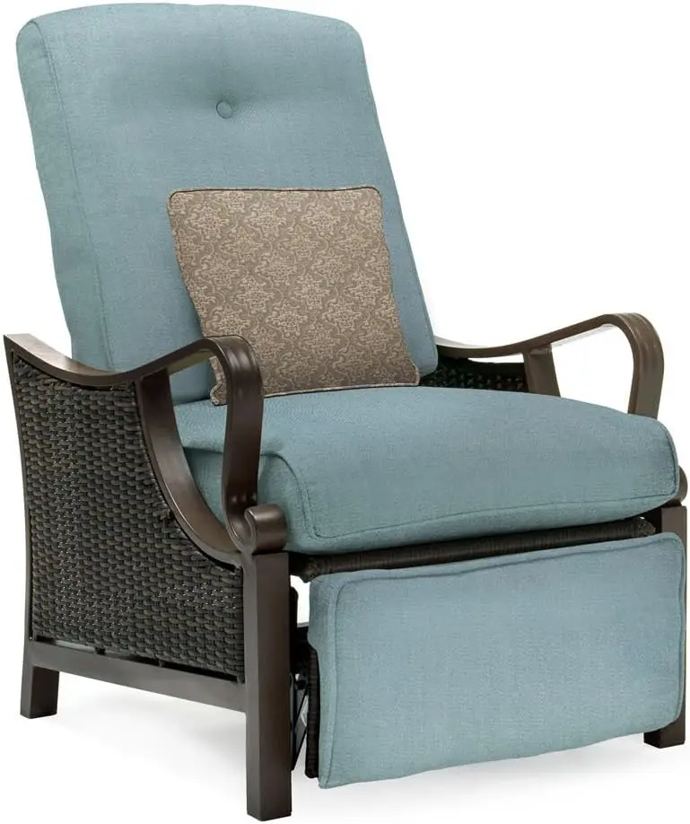 Hanover Ventura Brown Wicker Outdoor Recliner Chair with Cushions and Accent Pillow, Luxury All-Weather Outdoor Patio Recliner 
Hanover Ventura Brown Wicker Outdoor Recliner Chair with Cushions and Accent Pillow, Luxury All-Weather Outdoor Patio Recliner
