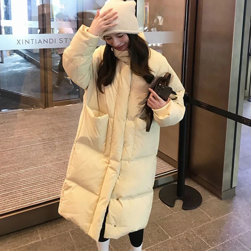 Solid Color Pocket Loose Casual Down Jacket 2023 Women Stand Collar Thicken Warm Down Coat Female Button White Duck Down Jacket
Solid Color Pocket Loose Casual Down Jacket 2023 Women Stand Collar Thicken Warm Down Coat Female Button White Duck Down Jacket
