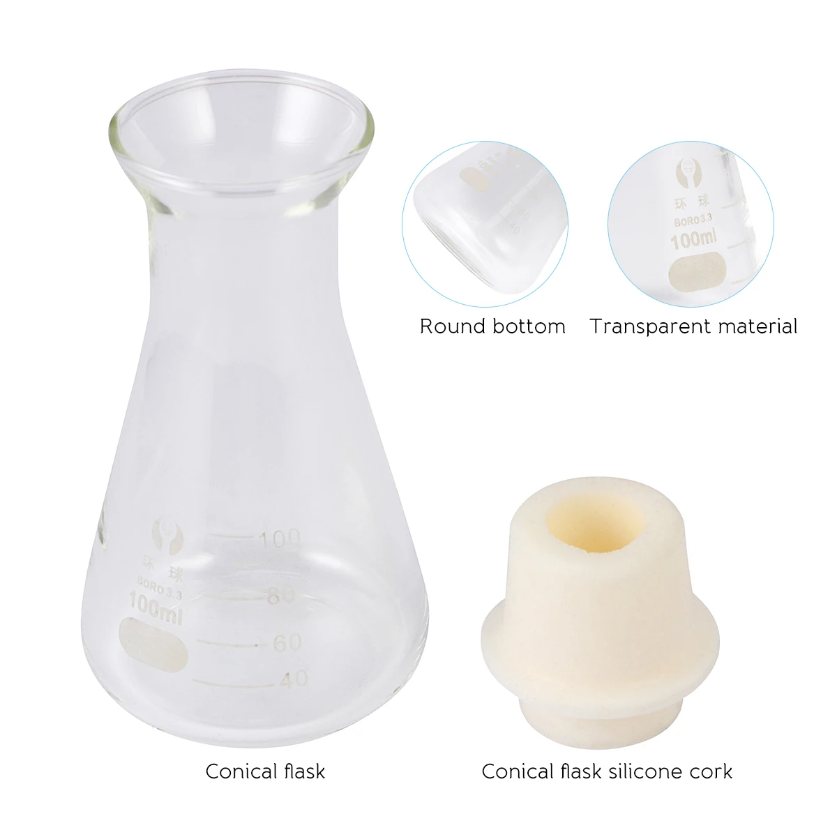 Chemistry Lab Glassware Kit Flask Flasks Conical with Stopper Transparent Wide Mouth 
Chemistry Lab Glassware Kit Flask Flasks Conical with Stopper Transparent Wide Mouth
