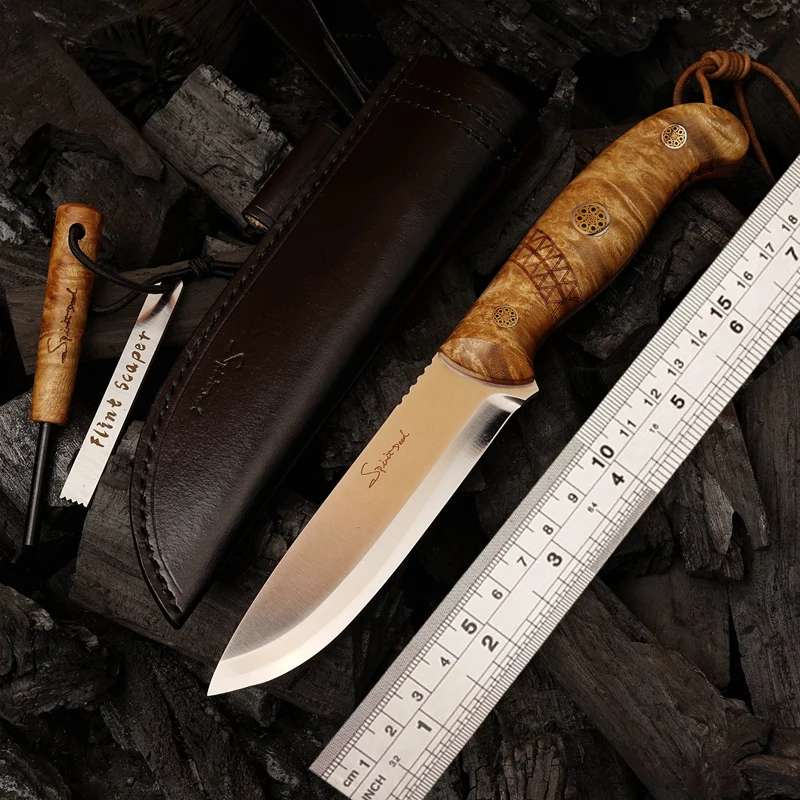 TURENZ 14C28N Steel Fixed Blade Knife 60-61HRC Outdoor Camping Hunting Knife with Leather Sheath & Gift Box, Natural Wood Handle
TURENZ 14C28N Steel Fixed Blade Knife 60-61HRC Outdoor Camping Hunting Knife with Leather Sheath & Gift Box, Natural Wood Handle