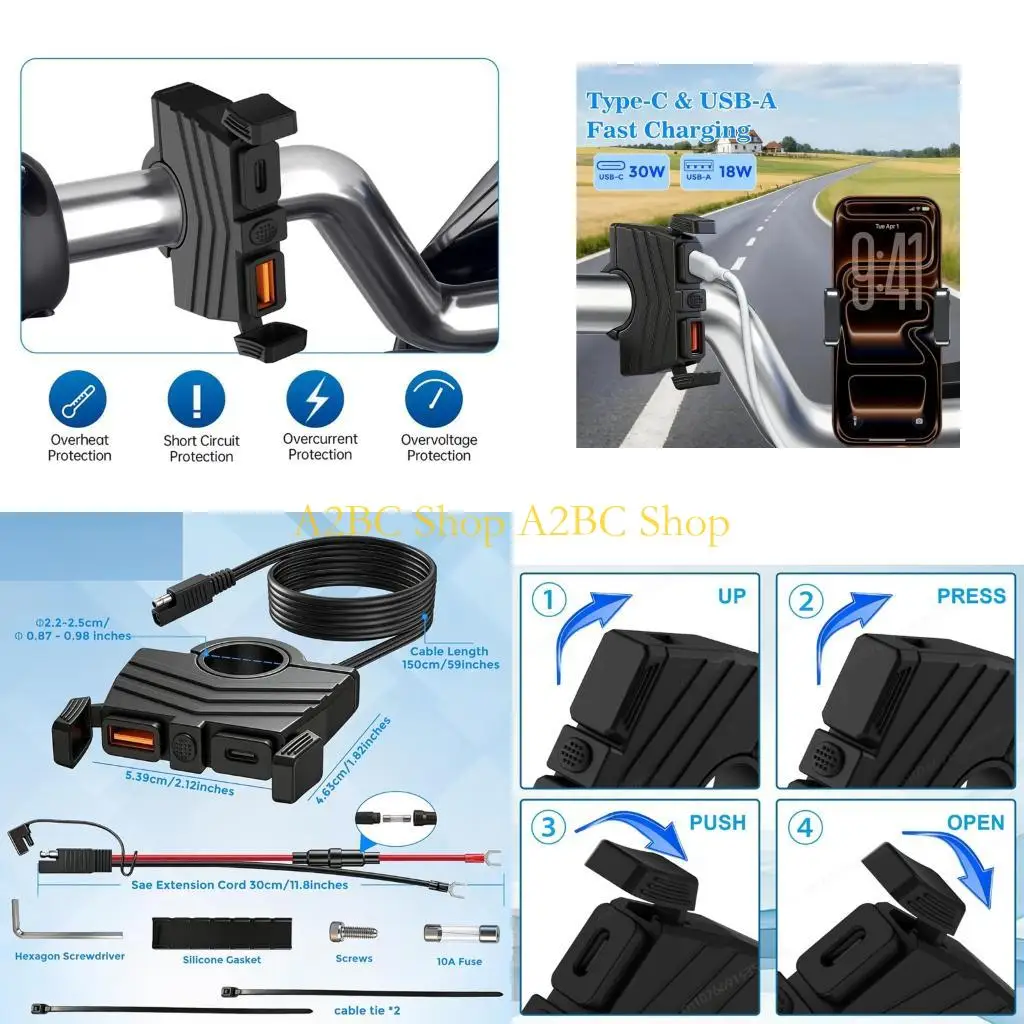 A2BC SAE to USB Adapter Waterproof 30W PD USB C Motorcycle Chargers With 18W QC3.0
A2BC SAE to USB Adapter Waterproof 30W PD USB C Motorcycle Chargers With 18W QC3.0