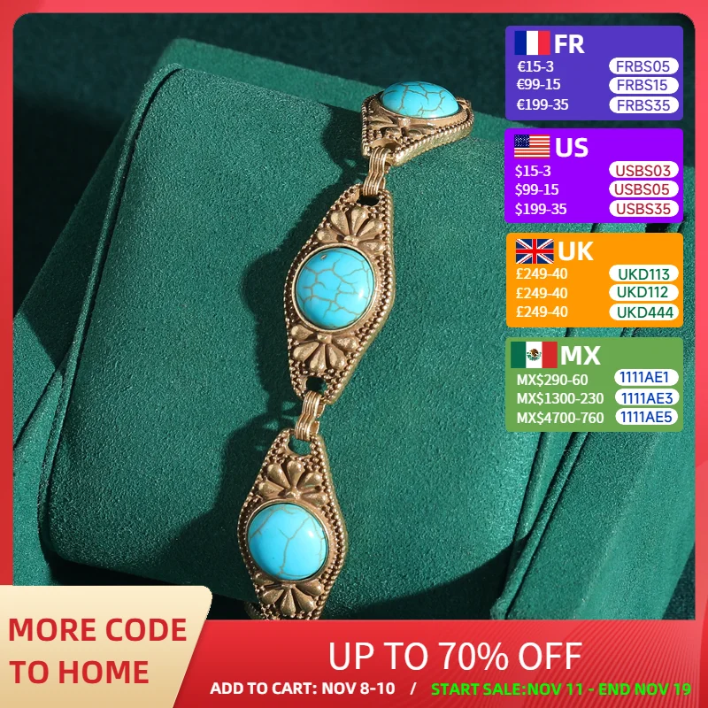Vintage Turquoise Jewelry Flower Bracelets Antique Gold Color Engrave Eye Woman Luxury Designers Summer Beach Accessories 2025
Vintage Turquoise Jewelry Flower Bracelets Antique Gold Color Engrave Eye Woman Luxury Designers Summer Beach Accessories 2025