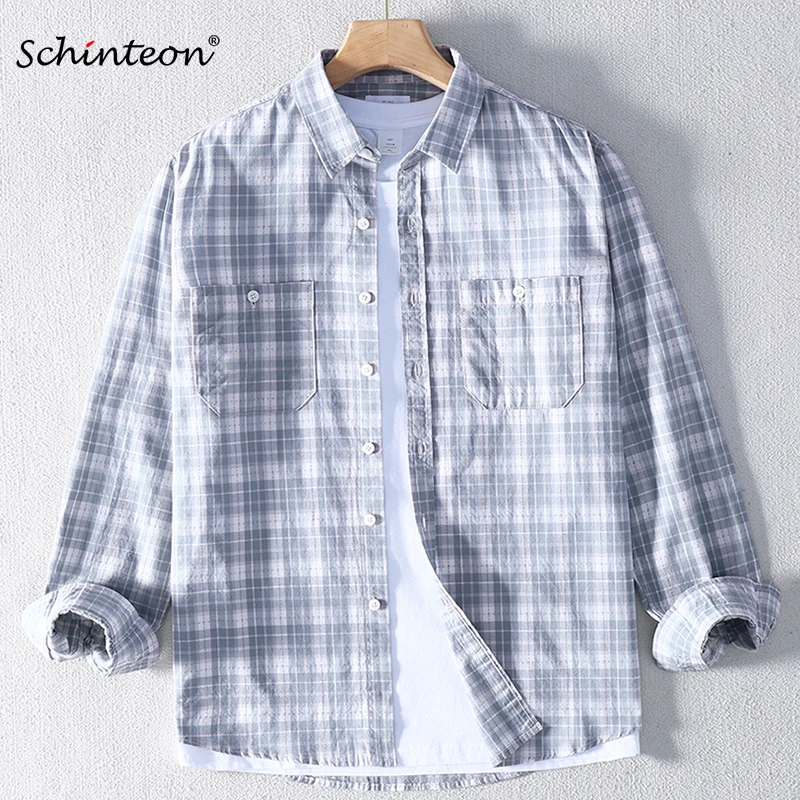Schinteon Men Brand 100% Pure Cotton Plaid Shirt Long Sleeved Turn-down Collar High Quality Spring Summer Casual Top Two Pockets
Schinteon Men Brand 100% Pure Cotton Plaid Shirt Long Sleeved Turn-down Collar High Quality Spring Summer Casual Top Two Pockets