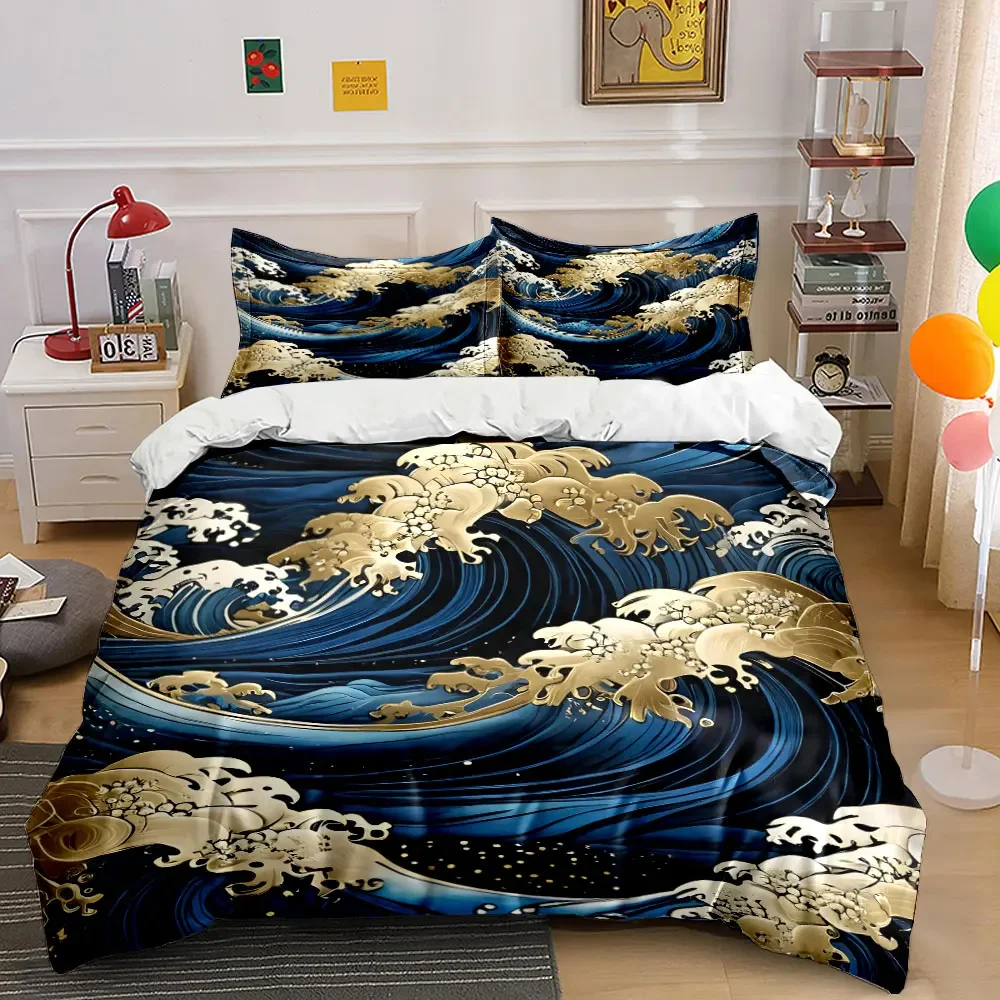 Golden Wave Pattern Decor Set Soft Comfortable Duvet Cover Bedding Set Included 1*Duvet Cover & 2*Pillowcases, gift
Golden Wave Pattern Decor Set Soft Comfortable Duvet Cover Bedding Set Included 1*Duvet Cover & 2*Pillowcases, gift