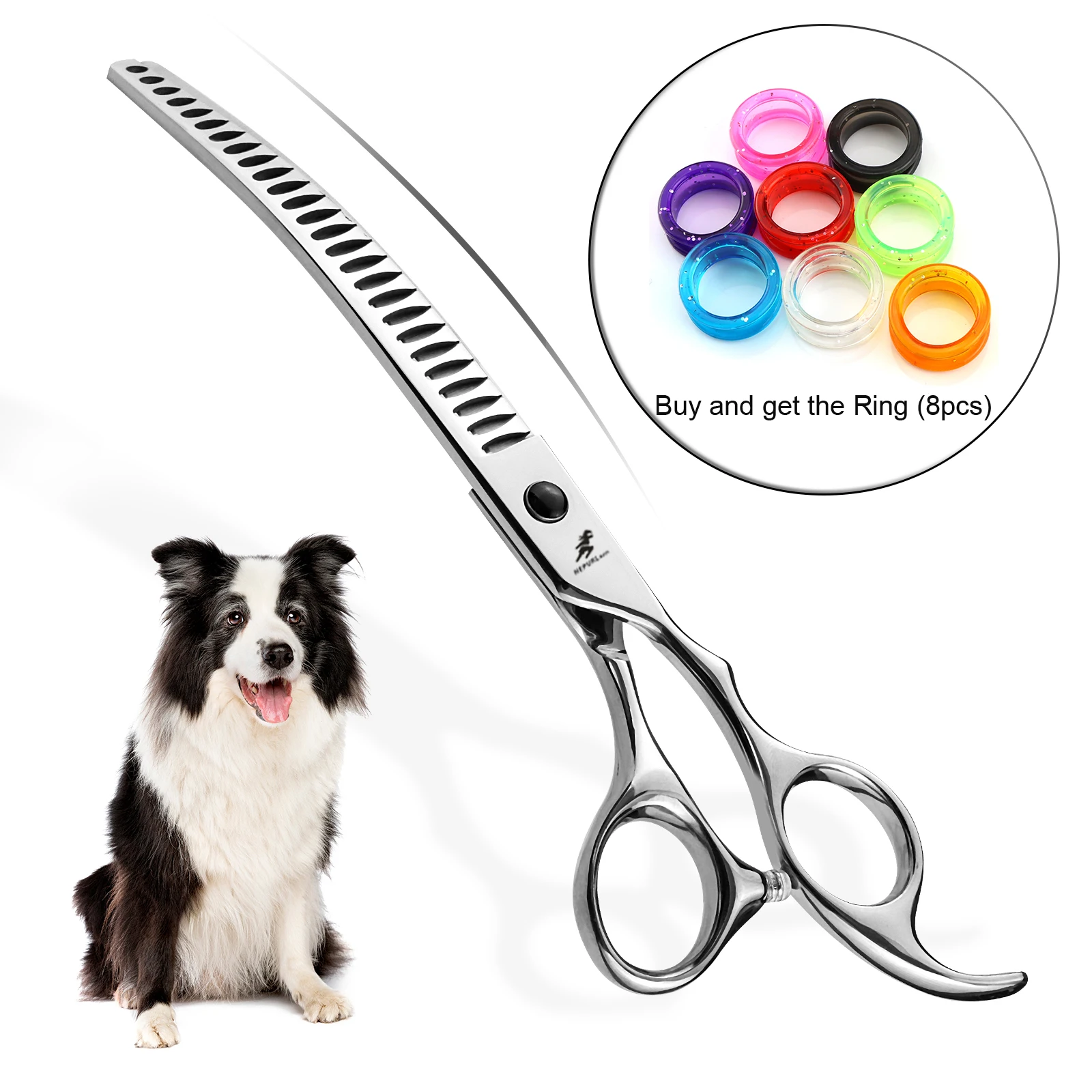 7.5 "Silver dog pet grooming scissors Thin cut curved scissors High grade scissors
7.5 "Silver dog pet grooming scissors Thin cut curved scissors High grade scissors