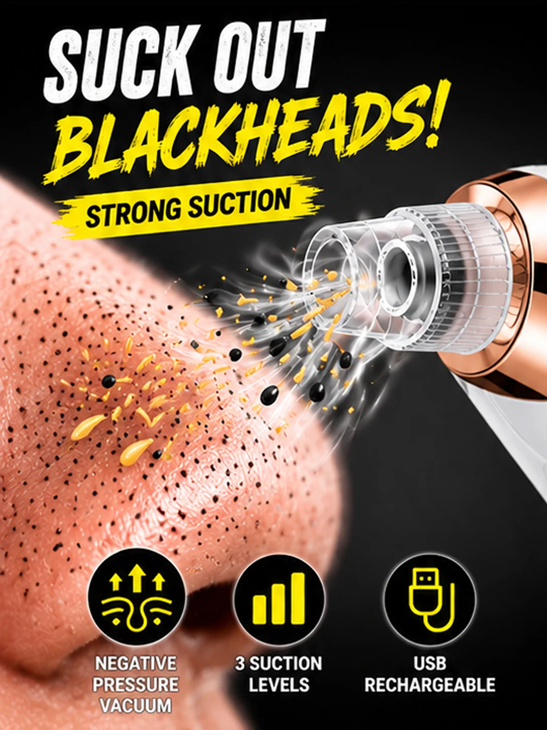Powerful suction, Blackhead Remover Pore Cleaner Skin Pimple Acne Extractor Facial Cleaning Electric Black Head Removal
Powerful suction, Blackhead Remover Pore Cleaner Skin Pimple Acne Extractor Facial Cleaning Electric Black Head Removal