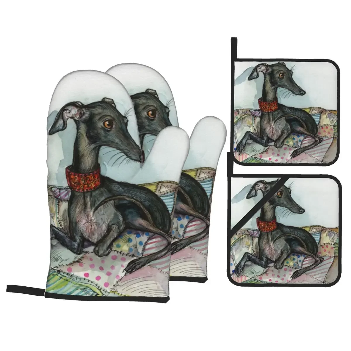Custom Greyhound Whippet Dog Oven Mitts and Pot Holders Sets of 4 High Heat Resistant Cooking Baking Gloves Kitchen BBQ
Custom Greyhound Whippet Dog Oven Mitts and Pot Holders Sets of 4 High Heat Resistant Cooking Baking Gloves Kitchen BBQ