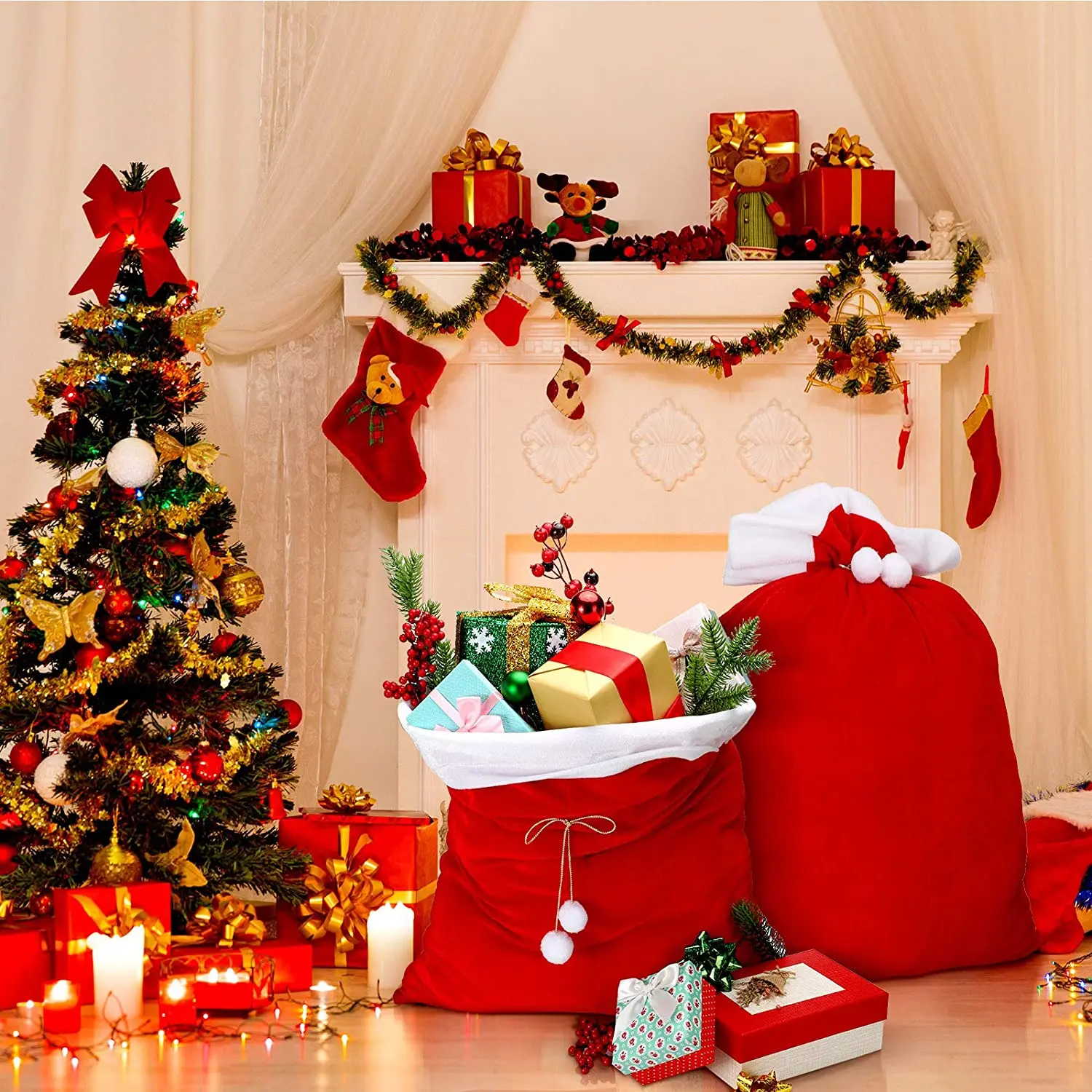1Pcs Christmas Sacks Red Velvet Santa Claus Bags With Drawstring Large Xmas Santa Present Storage Bags Holiday Party Supply
1Pcs Christmas Sacks Red Velvet Santa Claus Bags With Drawstring Large Xmas Santa Present Storage Bags Holiday Party Supply