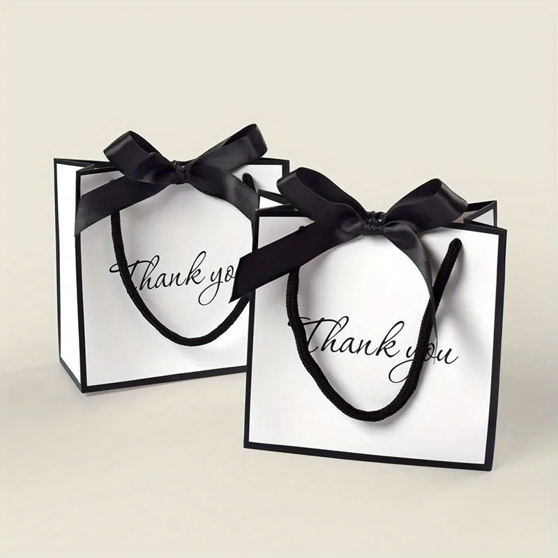10pcs Party Gift Bags, Simple Black and White Bow Tie Scarf Gift Bag Paper Bags with Handles School Rewards Gift Packaging
10pcs Party Gift Bags, Simple Black and White Bow Tie Scarf Gift Bag Paper Bags with Handles School Rewards Gift Packaging