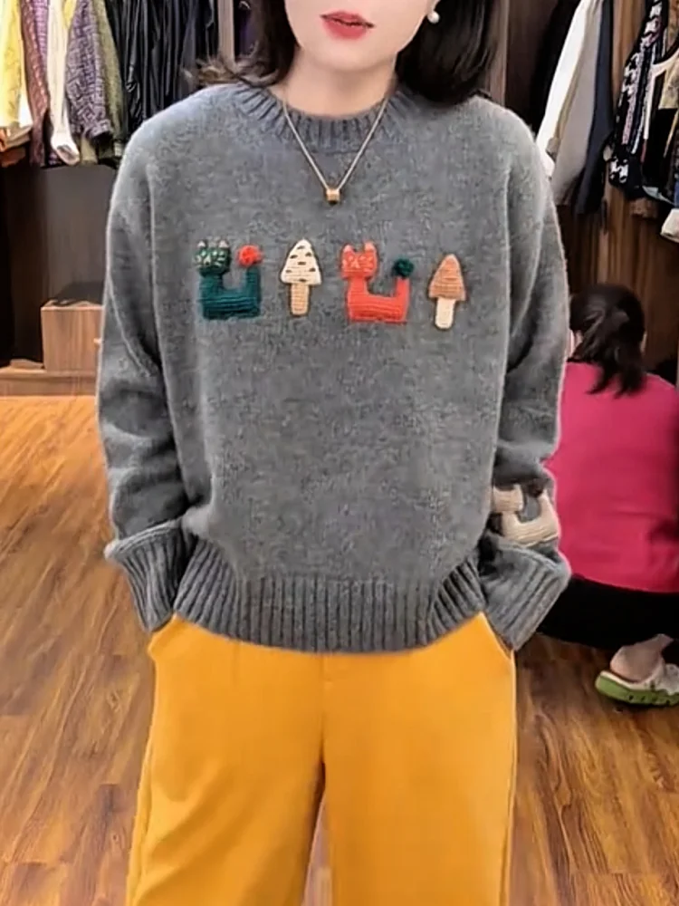 Корейский модный свитер с круглым вырезом и принтом, больших размеров, универсальный, омолаживающий, для осеннего сезона
Корейский модный свитер с круглым вырезом и принтом, больших размеров, универсальный, омолаживающий, для осеннего сезона