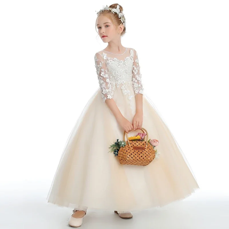 Champagne Tulle 3D Appliques Flowers 3/4 Sleeve For Wedding Birthday Party First Communion Gowns Flower Girl Dresses
Champagne Tulle 3D Appliques Flowers 3/4 Sleeve For Wedding Birthday Party First Communion Gowns Flower Girl Dresses
