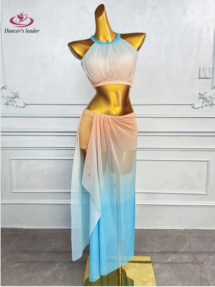 Belly Dance Competition Women's High-end Skirt Blue Powder Gradient Big Legs American Performance Costume dress
Belly Dance Competition Women's High-end Skirt Blue Powder Gradient Big Legs American Performance Costume dress