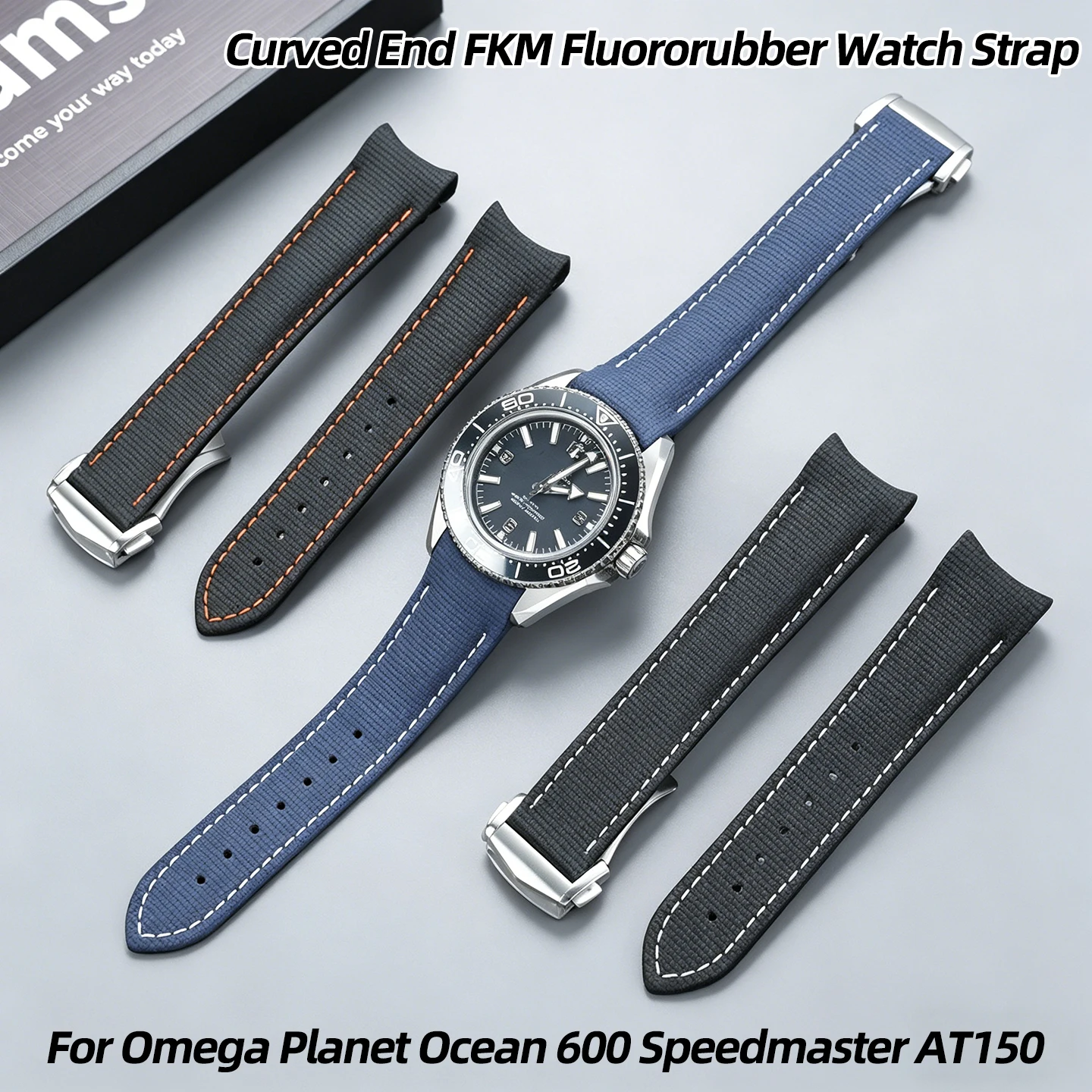 21mm Curved End FKM Fluororubber Watch Strap Nylon texture For Omega Planet Ocean 600 Speedmaster AT150 Replacement Bracelet men
21mm Curved End FKM Fluororubber Watch Strap Nylon texture For Omega Planet Ocean 600 Speedmaster AT150 Replacement Bracelet men