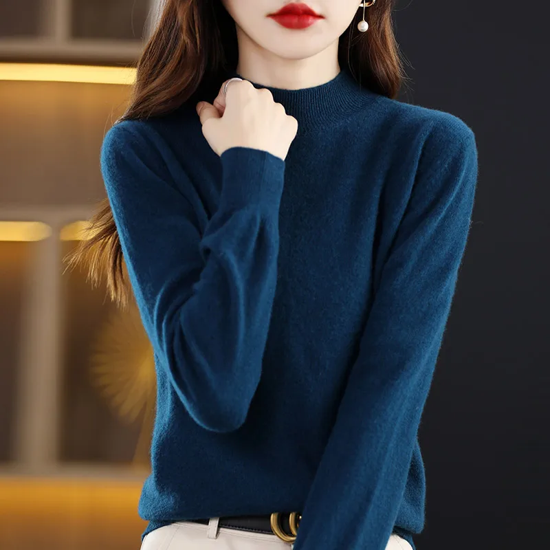 Seamless Integrated Cashmere Sweater Women's 100 Pure Wool Loose Half High Collar Pullover Base Layer Korean Style Long Sleeve
Seamless Integrated Cashmere Sweater Women's 100 Pure Wool Loose Half High Collar Pullover Base Layer Korean Style Long Sleeve