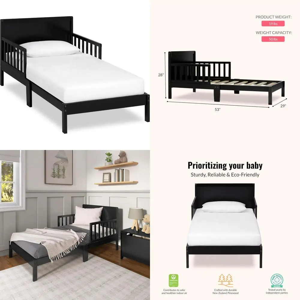 Dream On Me Ide Wooden Toddler Bed, Black & Greenguard Gold Certified, Safe Rails, Low Floor Design, Non-Toxic Pine Finish
Dream On Me Ide Wooden Toddler Bed, Black & Greenguard Gold Certified, Safe Rails, Low Floor Design, Non-Toxic Pine Finish