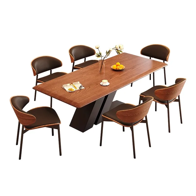 Walnut color full solid wood dining table and chair combination Nordic small apartment rectangular dining table versatile model
Walnut color full solid wood dining table and chair combination Nordic small apartment rectangular dining table versatile model