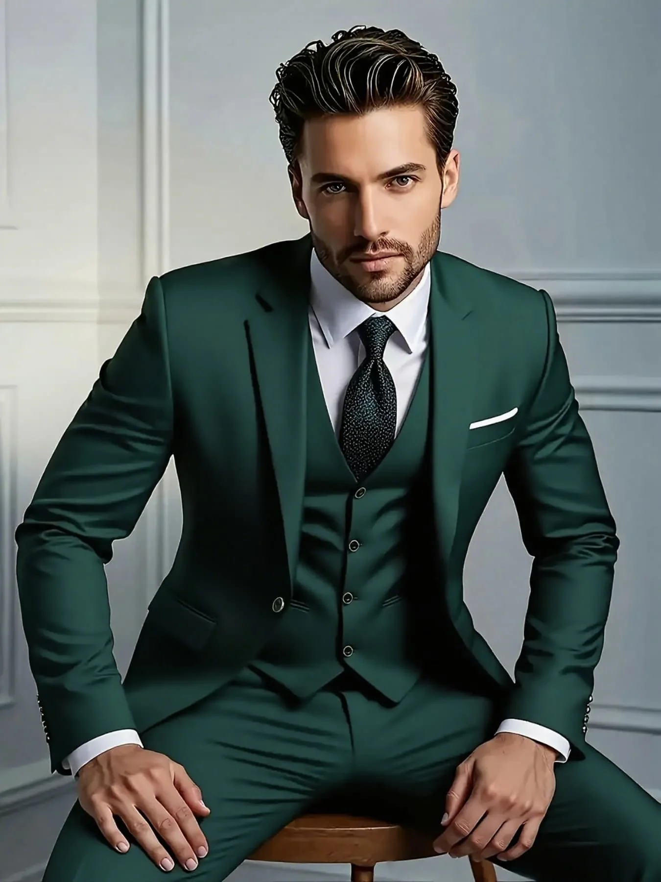 Men's Deluxe Solid Suit Single Breasted Slim Fit 3-Piece Elegant Wedding Party Office Set
Men's Deluxe Solid Suit Single Breasted Slim Fit 3-Piece Elegant Wedding Party Office Set