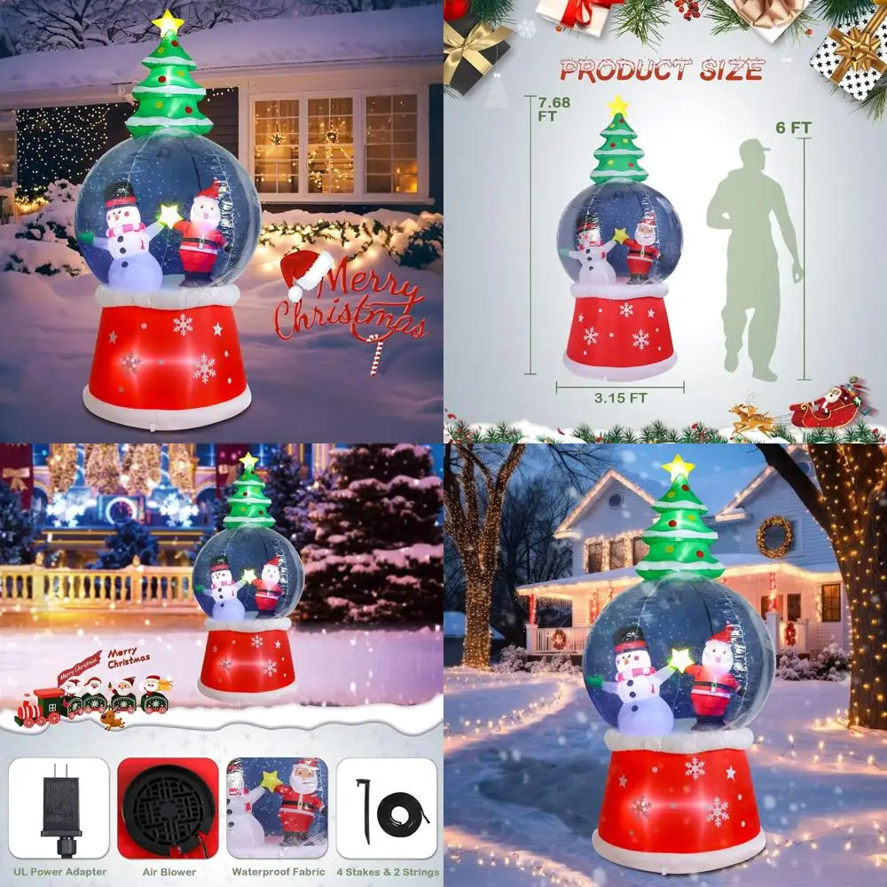 7.8ft Tall Outdoor Christmas Snow Globe with LED Lights, Inflatable Santa and Snowman Yard Decoration
7.8ft Tall Outdoor Christmas Snow Globe with LED Lights, Inflatable Santa and Snowman Yard Decoration