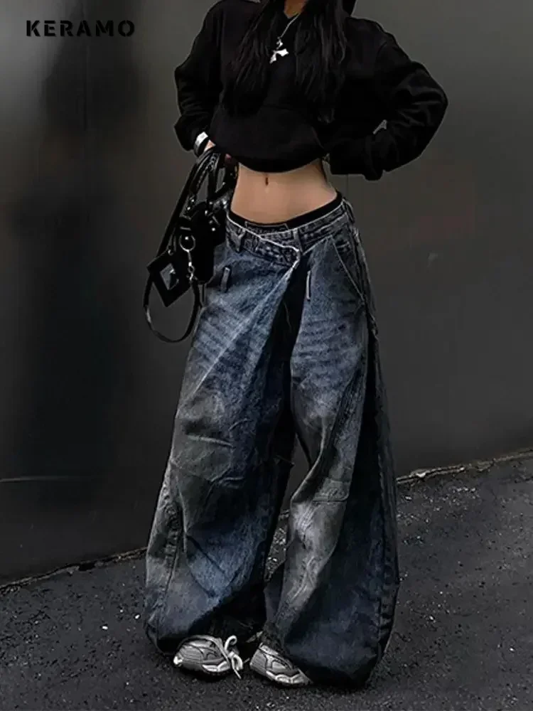 American Retro Grunge High Waist Oversized Jeans Women's Casual Baggy Y2K Pants Wide Leg Streetwear Style Female Denim Trouser
American Retro Grunge High Waist Oversized Jeans Women's Casual Baggy Y2K Pants Wide Leg Streetwear Style Female Denim Trouser
