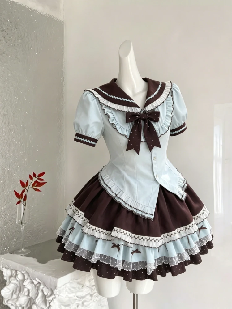 Summer Japanese Style Sweet Kawaii Lolita 2 Piece Set Bow Polka Dot Mini Skirt Suit Casual Daily Party Cosplay Female Outfits
Summer Japanese Style Sweet Kawaii Lolita 2 Piece Set Bow Polka Dot Mini Skirt Suit Casual Daily Party Cosplay Female Outfits