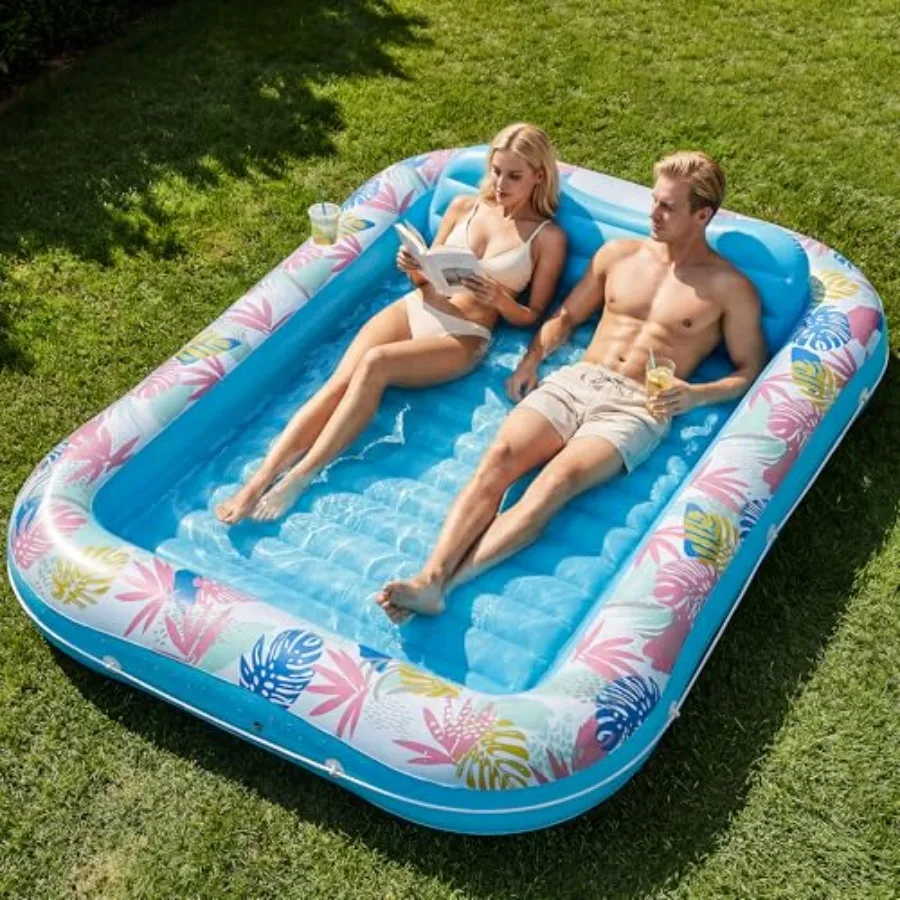 Tanning Pool Lounger Float, 87" x 63" Pool Floats Adult with Headrest and Drink Holder, Blow-Up Bed Sun Tan Tub for Sunbathing,
Tanning Pool Lounger Float, 87" x 63" Pool Floats Adult with Headrest and Drink Holder, Blow-Up Bed Sun Tan Tub for Sunbathing,