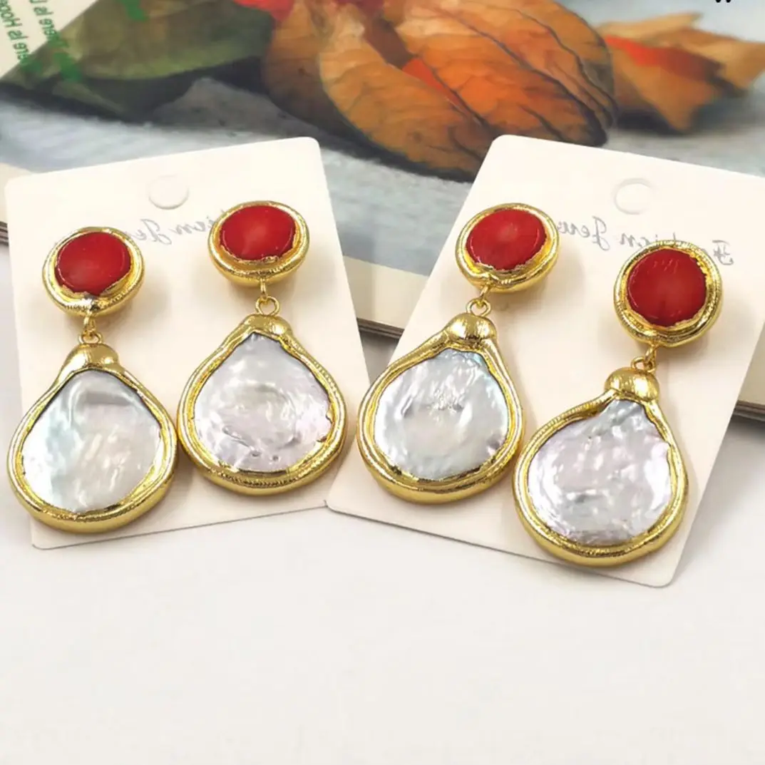 WT-MPE141 Hot Selling Freshwater Pearl Waterdrop Shape With Red Coral 18k Gold Plated Mid Length Earring For Women Sweater Acc
WT-MPE141 Hot Selling Freshwater Pearl Waterdrop Shape With Red Coral 18k Gold Plated Mid Length Earring For Women Sweater Acc