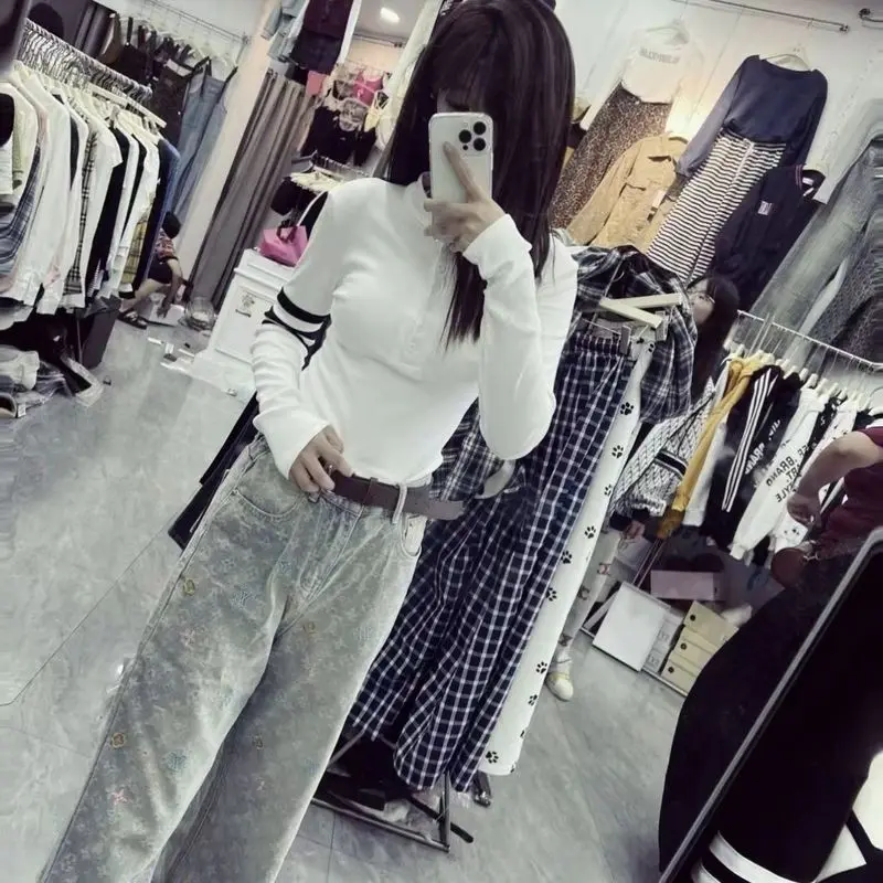 Spring Autumn New Long Sleeve Slim Striped Print High Street Tops Solid Simplicity Casual T Shirts Fashion Korean Women Clothing
Spring Autumn New Long Sleeve Slim Striped Print High Street Tops Solid Simplicity Casual T Shirts Fashion Korean Women Clothing