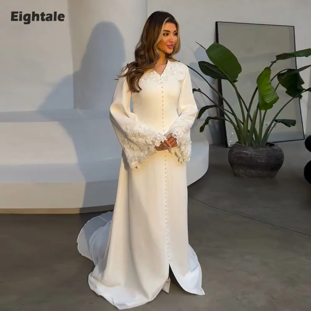 Арабские свадебные платья Eightale с V-образным вырезом, 3D кружевом, в стиле русалка, мусульманские, с пуговицами, белые, цвета слоновой кости, на заказ
Арабские свадебные платья Eightale с V-образным вырезом, 3D кружевом, в стиле русалка, мусульманские, с пуговицами, белые, цвета слоновой кости, на заказ