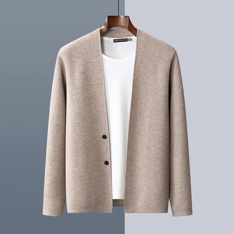 Autumn And Winter New 100% Wool Cardigan Men's Coat Long Sleeve Business Casual Solid Color Cashmere Padded Knitted Warm Coat.
Autumn And Winter New 100% Wool Cardigan Men's Coat Long Sleeve Business Casual Solid Color Cashmere Padded Knitted Warm Coat.