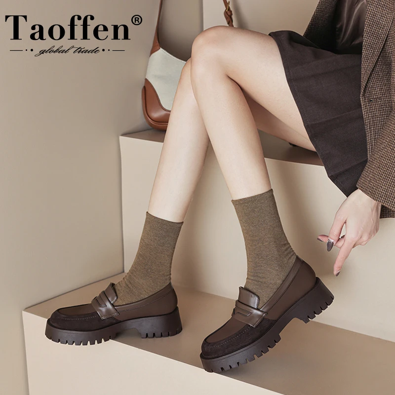 Taoffen 2023 Chunky Loafers Women Genuine Leather Round Toe Slip on Color Block Shoes Ladies Flats Shoes
Taoffen 2023 Chunky Loafers Women Genuine Leather Round Toe Slip on Color Block Shoes Ladies Flats Shoes