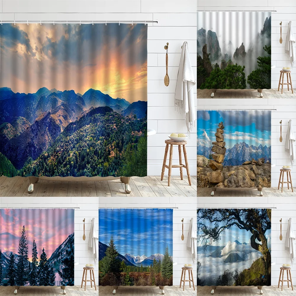 Natural Sunrise Decor Shower Curtain Sets Forest Landscape Mountains Polyester Bath Curtains for Bathroom Waterproof with Hooks
Natural Sunrise Decor Shower Curtain Sets Forest Landscape Mountains Polyester Bath Curtains for Bathroom Waterproof with Hooks