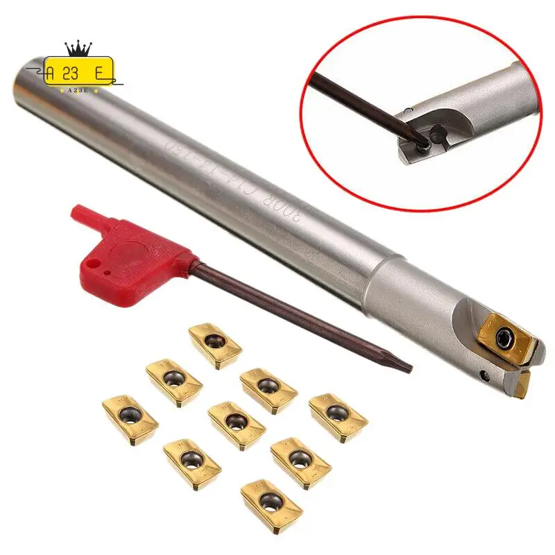 A23E-Bap 300R C14-14-130 Milling Cutter Tool Holder 12 X 130Mm + 10Pcs Apmt1135pder Inserts + Wrench For Cnc Milling Machine
A23E-Bap 300R C14-14-130 Milling Cutter Tool Holder 12 X 130Mm + 10Pcs Apmt1135pder Inserts + Wrench For Cnc Milling Machine