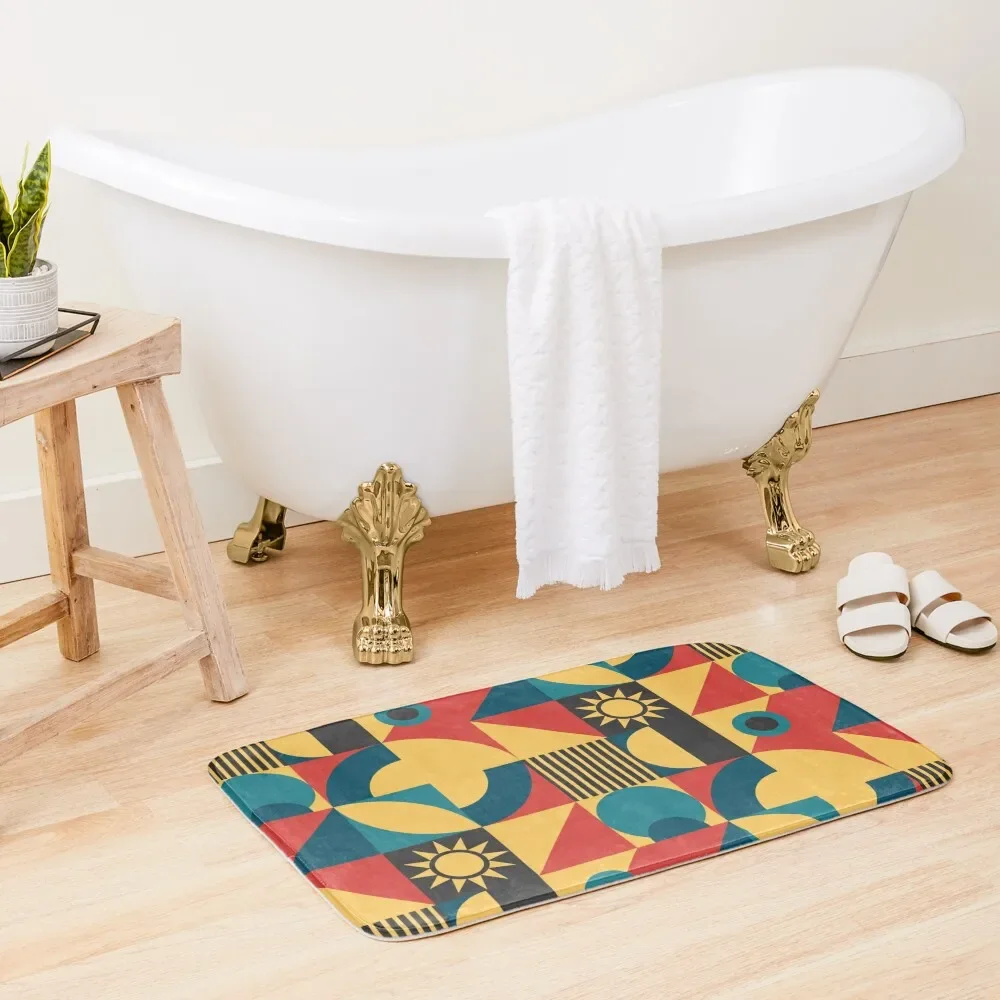 Teal Yellow Black and Red Mid Century modern pattern Bauhaus patterns on Bath Mat Kitchen Rug Mat
Teal Yellow Black and Red Mid Century modern pattern Bauhaus patterns on Bath Mat Kitchen Rug Mat