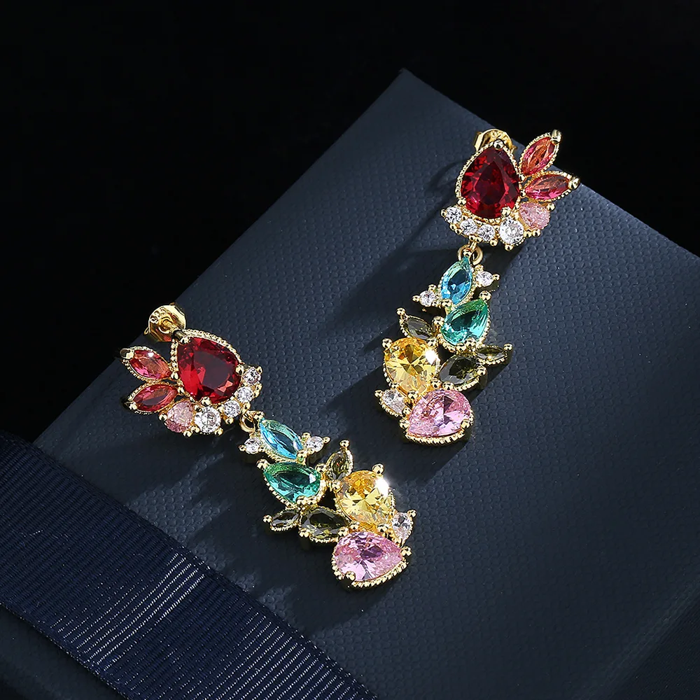 Boho Colorful Tourmaline Flower Gold Color Drop Earrings for Women Cubic Zirconia Long Earrings Bridal Wedding Gift Gold Jewelry
Boho Colorful Tourmaline Flower Gold Color Drop Earrings for Women Cubic Zirconia Long Earrings Bridal Wedding Gift Gold Jewelry